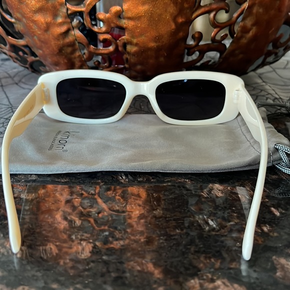 Kimorn Cream Colored Rectangular Fashion Sunglasses With Cloth Case - Picture 9 of 13